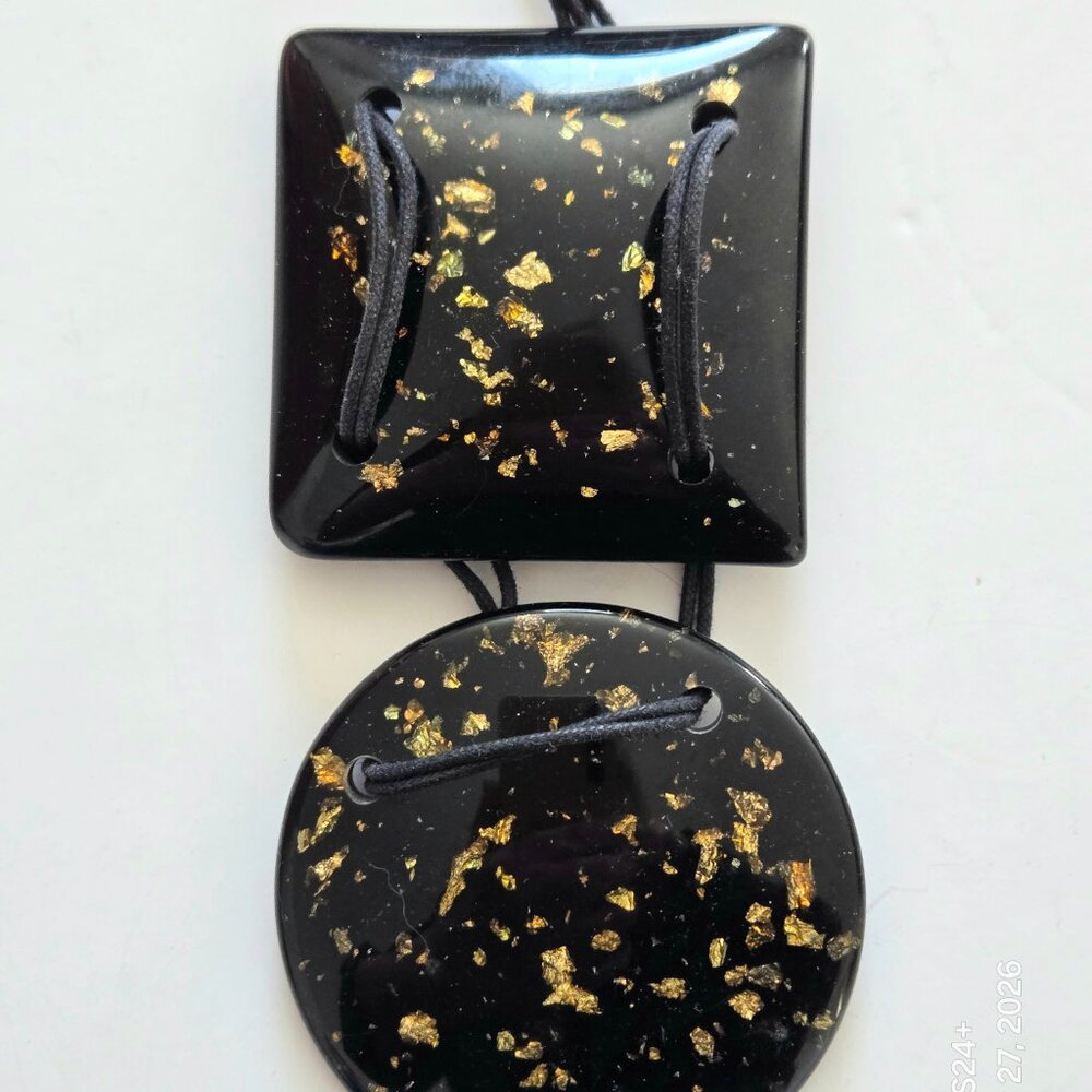 Carlos Sobral Brazil Black & Gold Resin Bead Statement Necklace